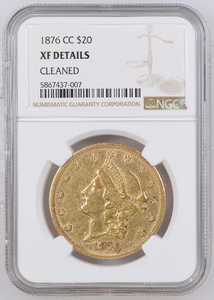 1876-CC $20 Gold Liberty NGC XF Details KEY DATE!! RARE IN ANY CONDITION!